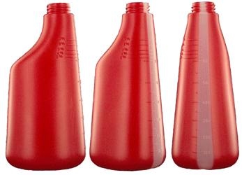 Fles 600 ml polyethyleen rood